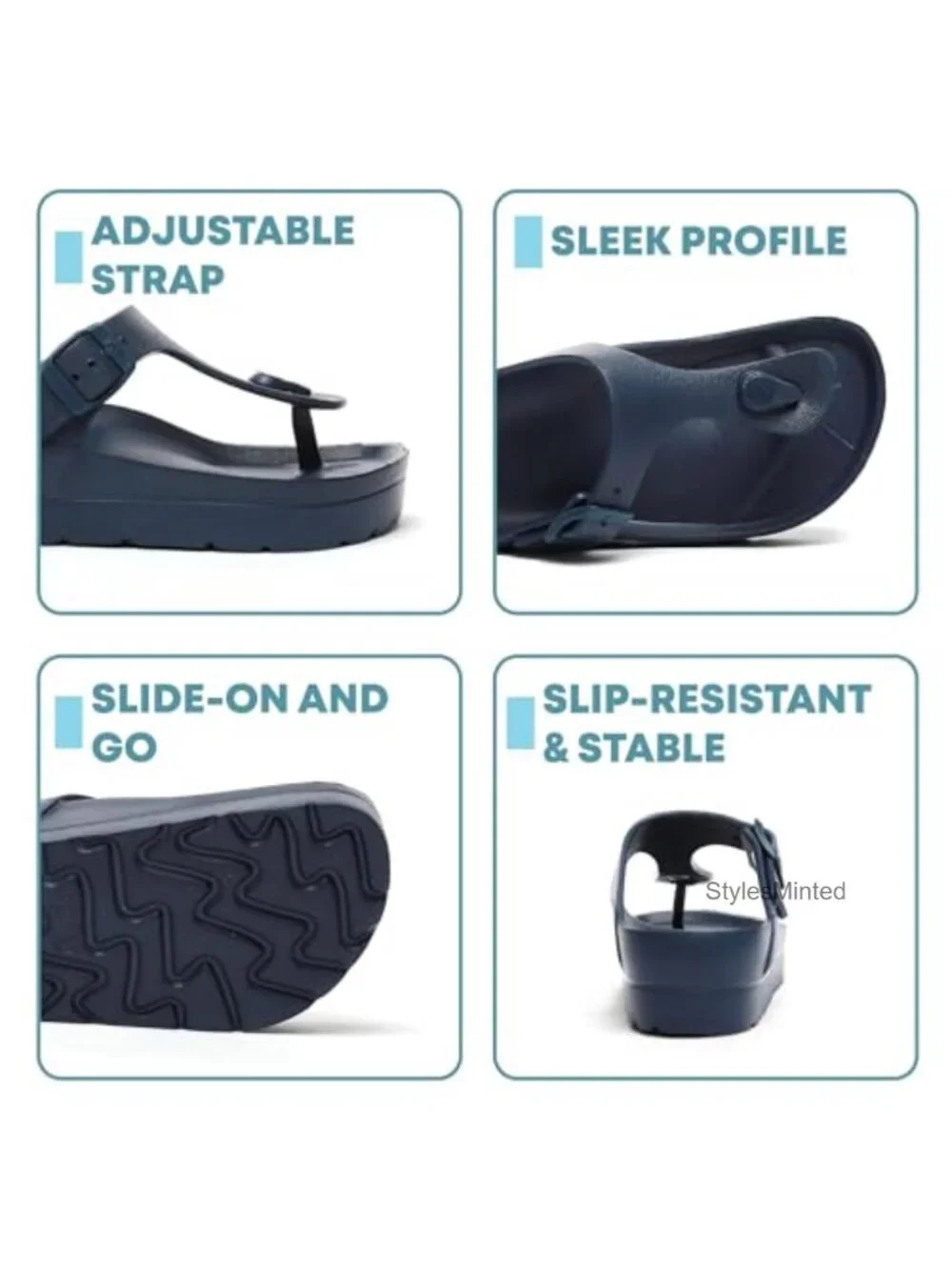 Women's Platform Flip Flop Sandals with Arch Support, Adjustable Buckle, EVA